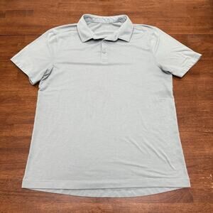 Lululemon Soft Jersey Polo Shirt Short Sleeve Gray Men's Size Medium Stretch